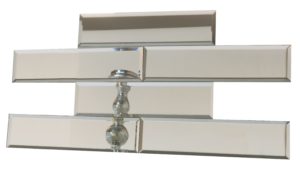 Silver Finish Mirror Glass w/beveled edges 4″ x 16″