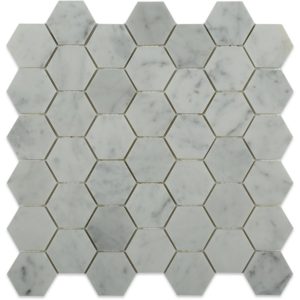 WHITE CARRARA 2″ HEXAGON