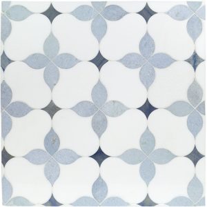 MJ BLUE BLAZINGSTAR – WHITE THASSOS, BLUE CELESTE & AZUL MACAUBA