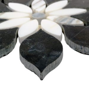 MJ RAIN FLOWER – BLACK JADE, CALACATTA WITH CALACATTA DOT