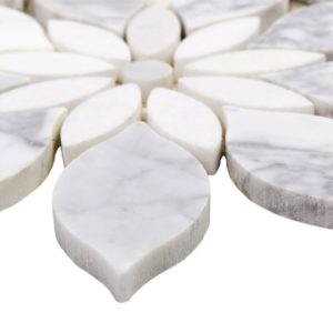 MJ RAIN FLOWER – WHITE CARRARA, WHITE THASSOS WITH WHITE CARRARA DOT