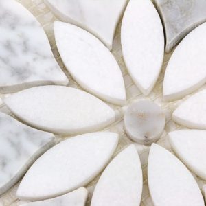 MJ RAIN FLOWER – WHITE CARRARA, WHITE THASSOS WITH WHITE CARRARA DOT