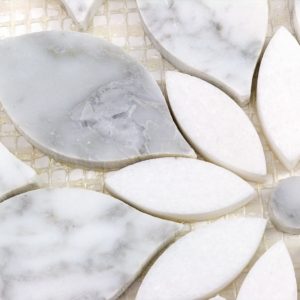 MJ RAIN FLOWER – WHITE CARRARA, WHITE THASSOS WITH WHITE CARRARA DOT