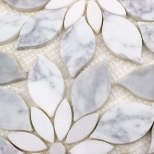 MJ RAIN FLOWER – WHITE CARRARA, WHITE THASSOS WITH WHITE CARRARA DOT