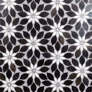 MJ RAIN FLOWER – BLACK JADE, CALACATTA WITH CALACATTA DOT