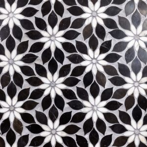 MJ RAIN FLOWER – BLACK JADE, CALACATTA WITH CALACATTA DOT