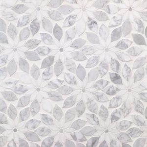 MJ RAIN FLOWER – WHITE CARRARA, WHITE THASSOS WITH WHITE CARRARA DOT