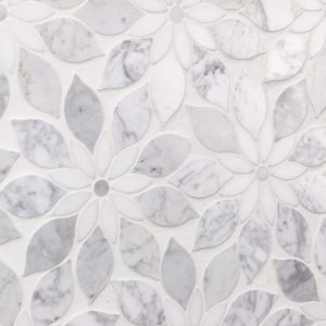 MJ RAIN FLOWER – WHITE CARRARA, WHITE THASSOS WITH WHITE CARRARA DOT
