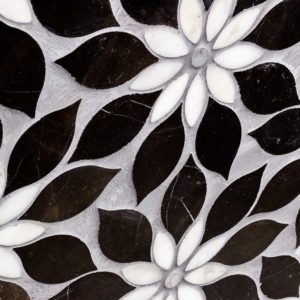 MJ RAIN FLOWER – BLACK JADE, CALACATTA WITH CALACATTA DOT