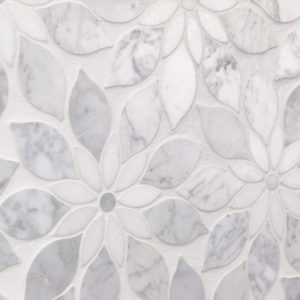 MJ RAIN FLOWER – WHITE CARRARA, WHITE THASSOS WITH WHITE CARRARA DOT