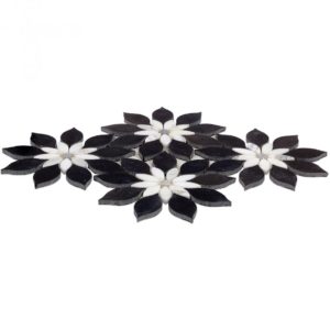 MJ RAIN FLOWER – BLACK JADE, CALACATTA WITH CALACATTA DOT