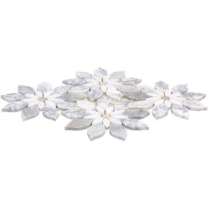 MJ RAIN FLOWER – WHITE CARRARA, WHITE THASSOS WITH WHITE CARRARA DOT