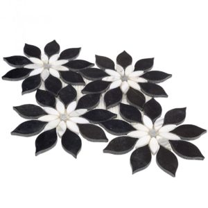 MJ RAIN FLOWER – BLACK JADE, CALACATTA WITH CALACATTA DOT