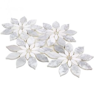 MJ RAIN FLOWER – WHITE CARRARA, WHITE THASSOS WITH WHITE CARRARA DOT