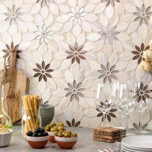 MJ RAIN FLOWER – WOODEN BEIGE, TAUPE & BEIGE GLASS
