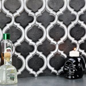 BAROQUE LANTERN GUN METAL WITH ASIAN STATUARY LINES