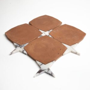 Calacatta Viola, Rustic Terracotta Honed Orienta Marble Mosaic