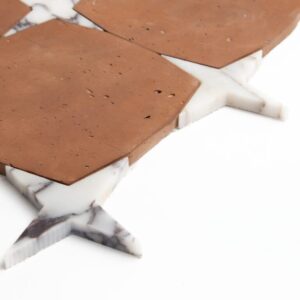 Calacatta Viola, Rustic Terracotta Honed Orienta Marble Mosaic
