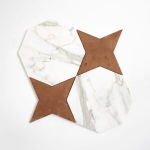 Calacatta Gold Royal, Rustic Terracotta Honed Ottaglio Marble Mosaic