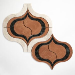 Rustic Terracotta, Verde Oriental & Diana Royal Honed Copa Marble Mosaic