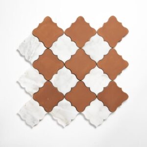 Calacatta Bella, Cotto Rio Honed Tudor Marble Mosaic