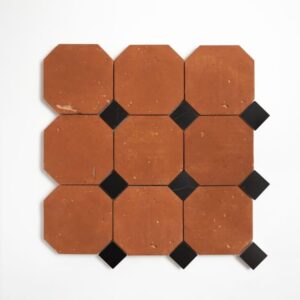 Black, Rustic Terracotta Honed Ottapunto Marble Mosaic