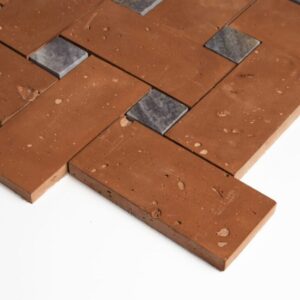 Calacatta Viola, Rustic Terracotta Honed Big Basket Weave Marble Mosaic