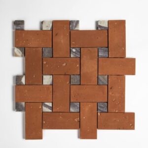 Calacatta Viola, Rustic Terracotta Honed Big Basket Weave Marble Mosaic