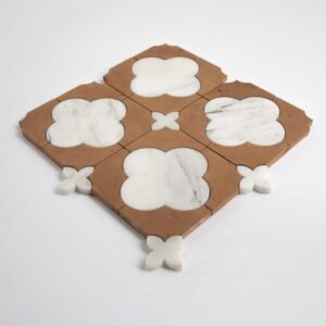 Calacatta Gold, Rustic Terracotta Honed Cottage Marble Mosaic