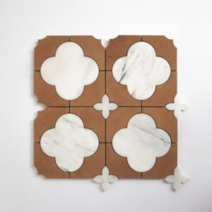 Calacatta Gold, Rustic Terracotta Honed Cottage Marble Mosaic